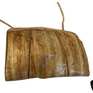 Shoe Strings by Barbara Boland vintage neutral tan Eel skin,Snake skin